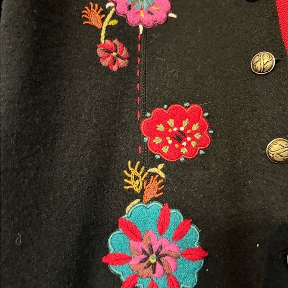 Icelandic Design Boiled Wool Floral Pattern Button Front 2006 Jacket / medium - Picture 4 of 12